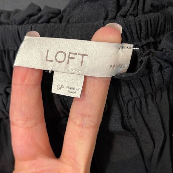 Loft Women's Hi Low Dress Elastic Neckline Maxi Flutter Small Petite SP Black - Picture 7 of 10